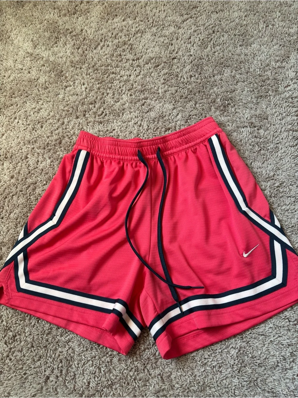 Nike Women's Hot Pink Athletic Shorts with Navy & White Trim